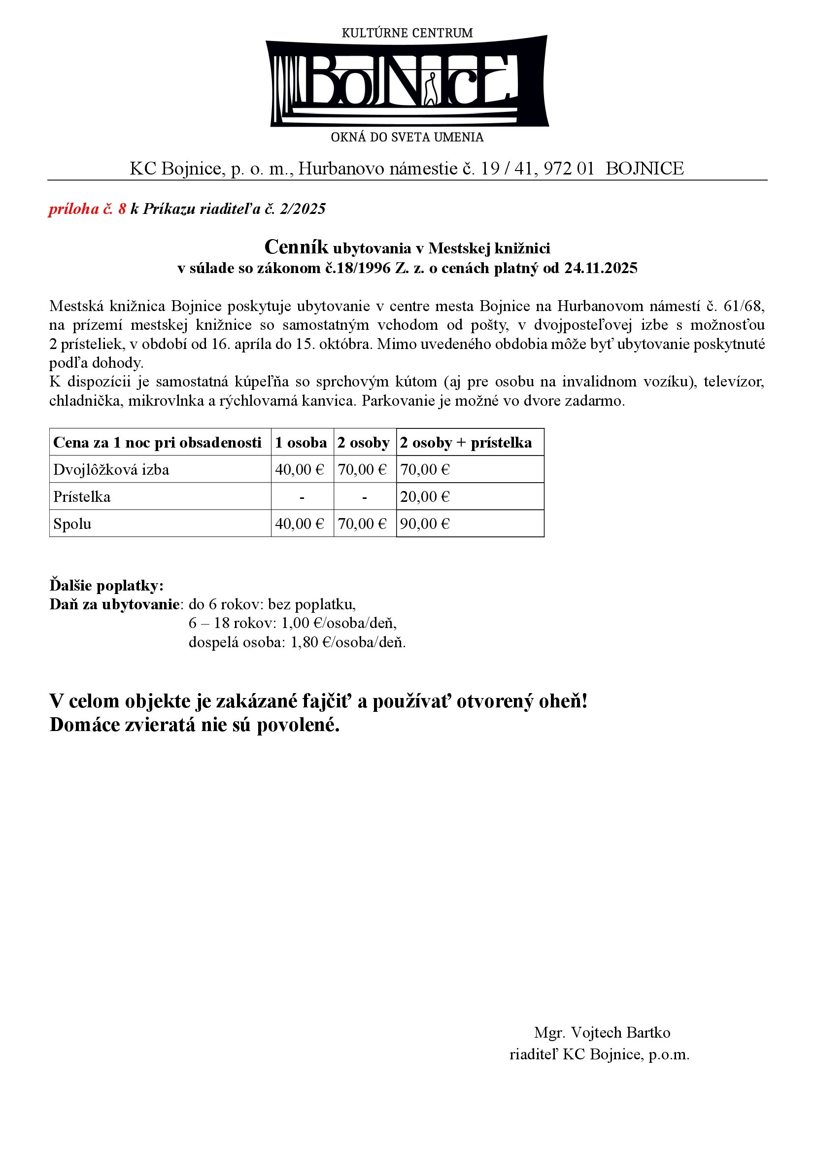 Príkaz riaditeľa 2-2025_ubytovanie_MsK
